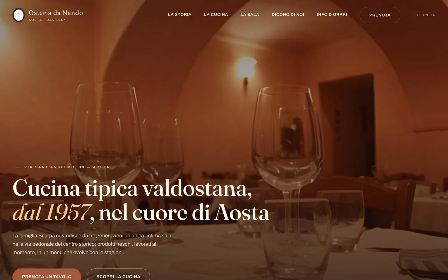 La home di Osteria Da Nando vista da computer