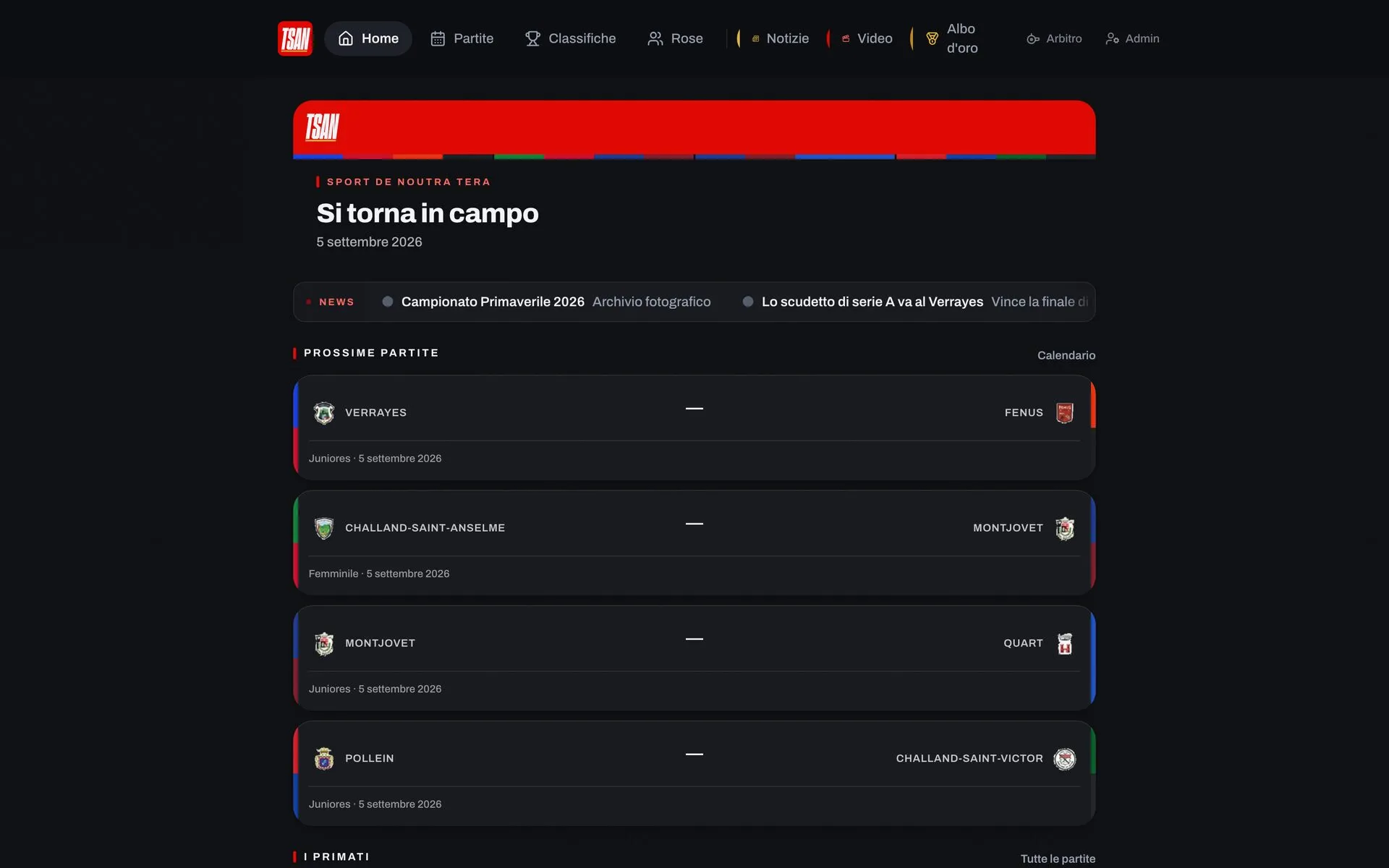 La home di Tsan vista da computer